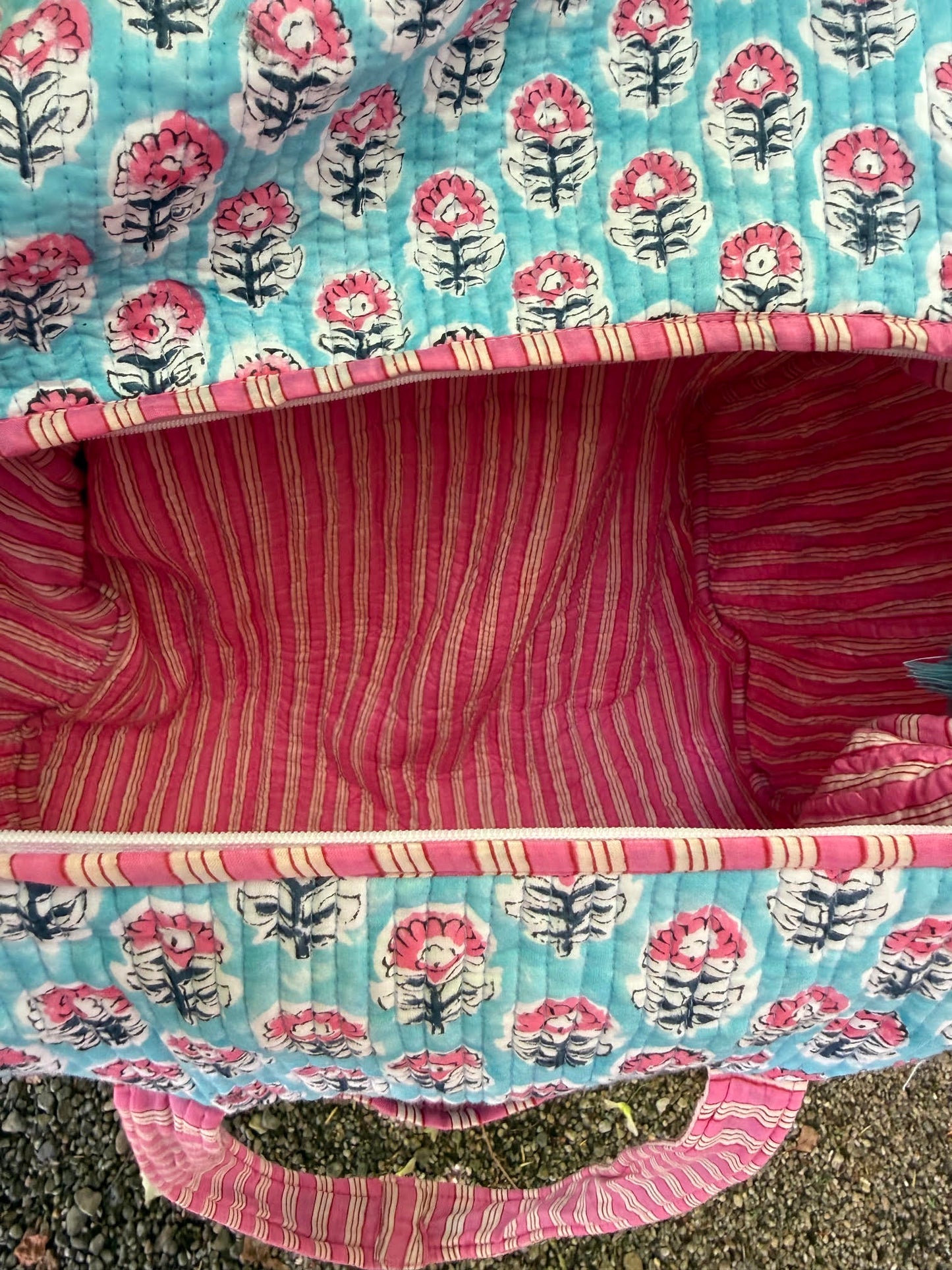 Weekender Bag - Blue & Pink Flower