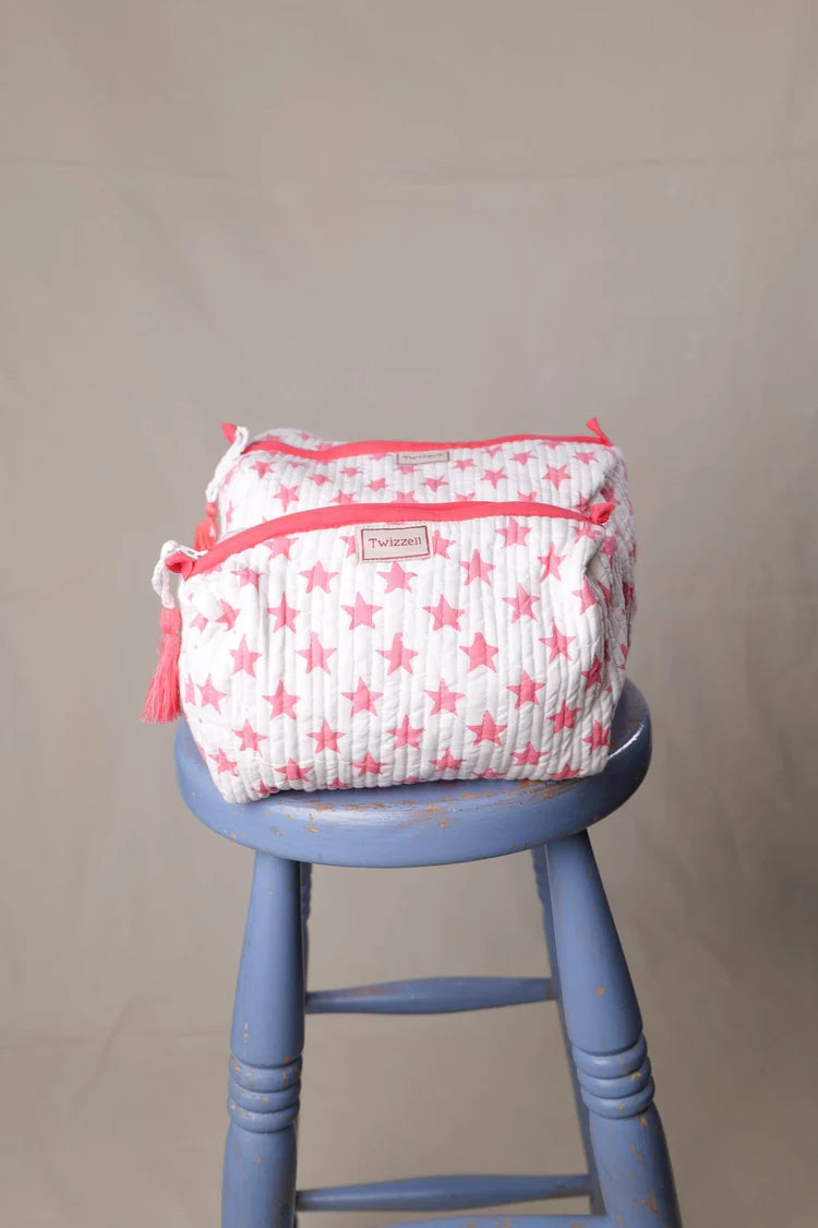 Wash Bag - Pink Stars