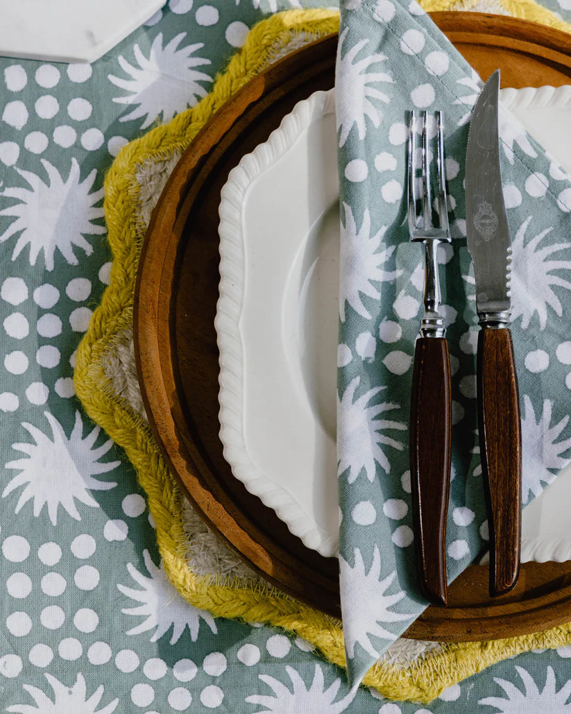 Sunburst Tablecloth - Deep Duck Egg Blue
