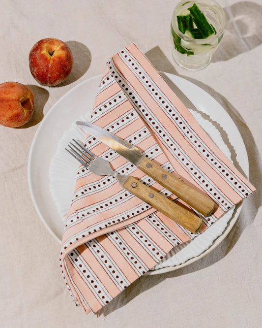 Mini Stripe & Spot Napkins - Blush Pink x 4