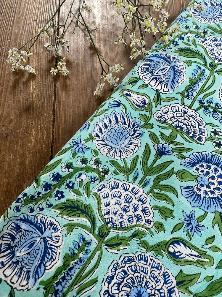 Green & Blue Floral Table Cloth