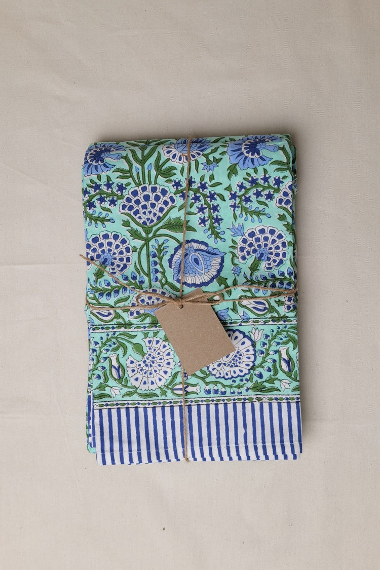Green & Blue Floral Table Cloth