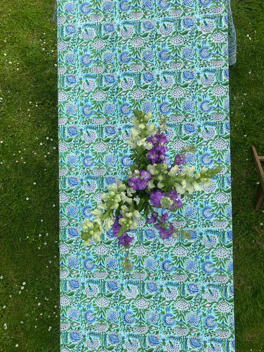 Green & Blue Floral Table Cloth