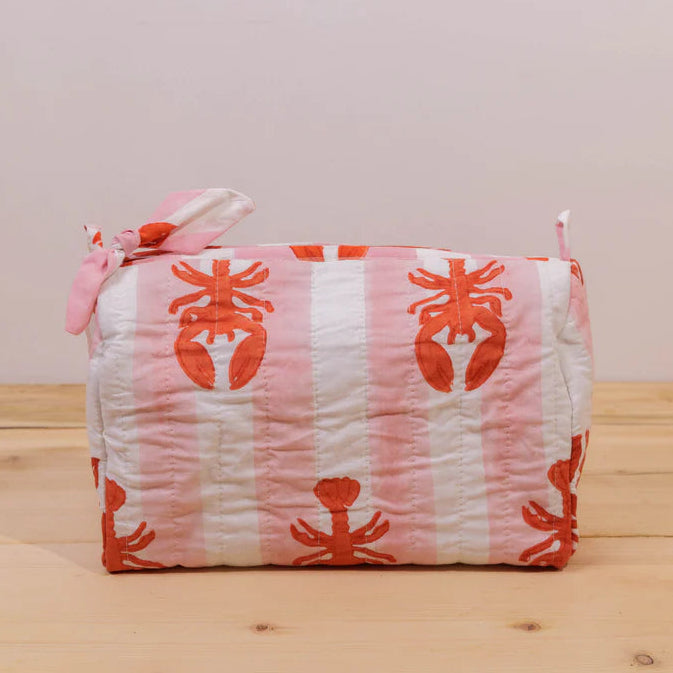 Wash Bag - Pink Lobster