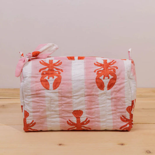 Wash Bag - Pink Lobster