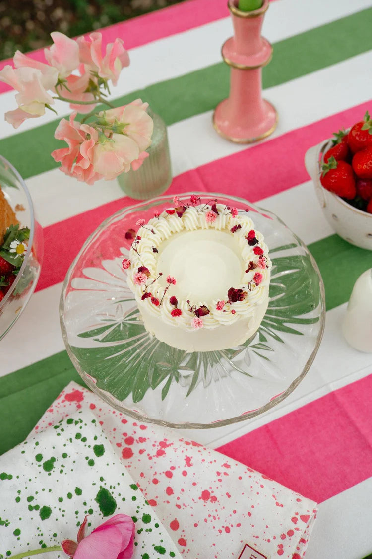 Pink, Sage & White Striped Table Cloth