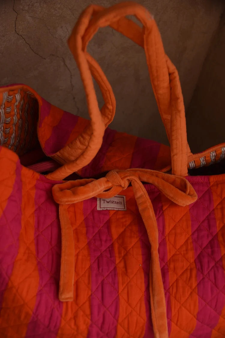 Roma Bag - Pink & Orange Striped