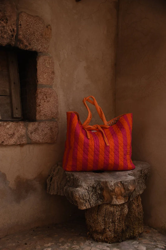 Roma Bag - Pink & Orange Striped