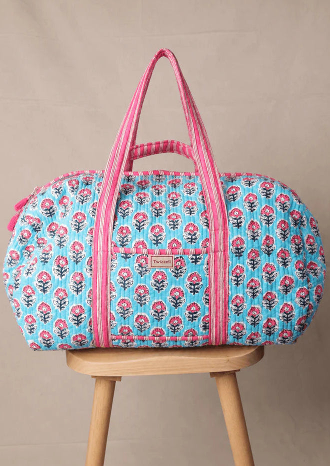 Weekender Bag - Blue & Pink Flower