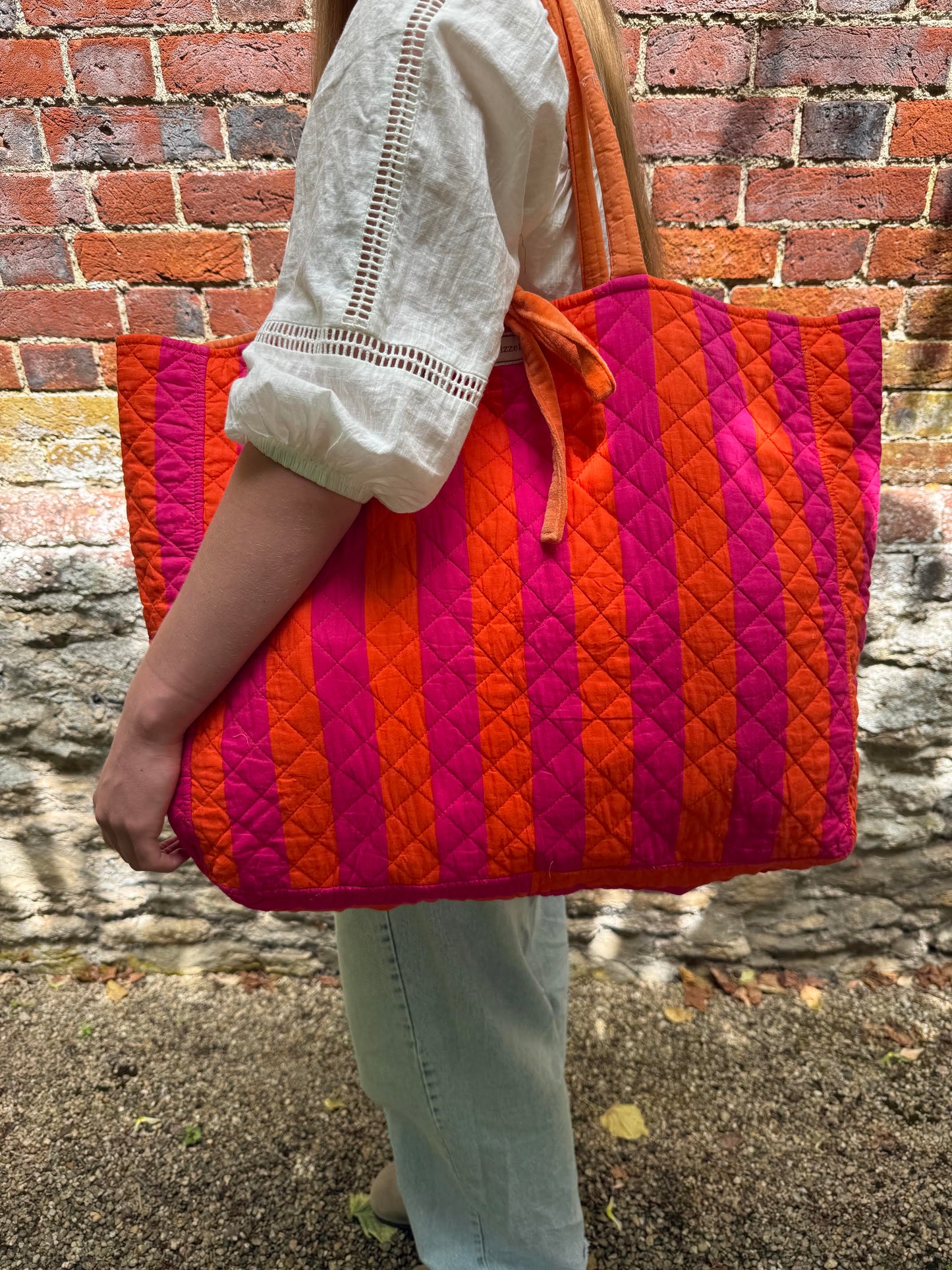 Roma Bag - Pink & Orange Striped