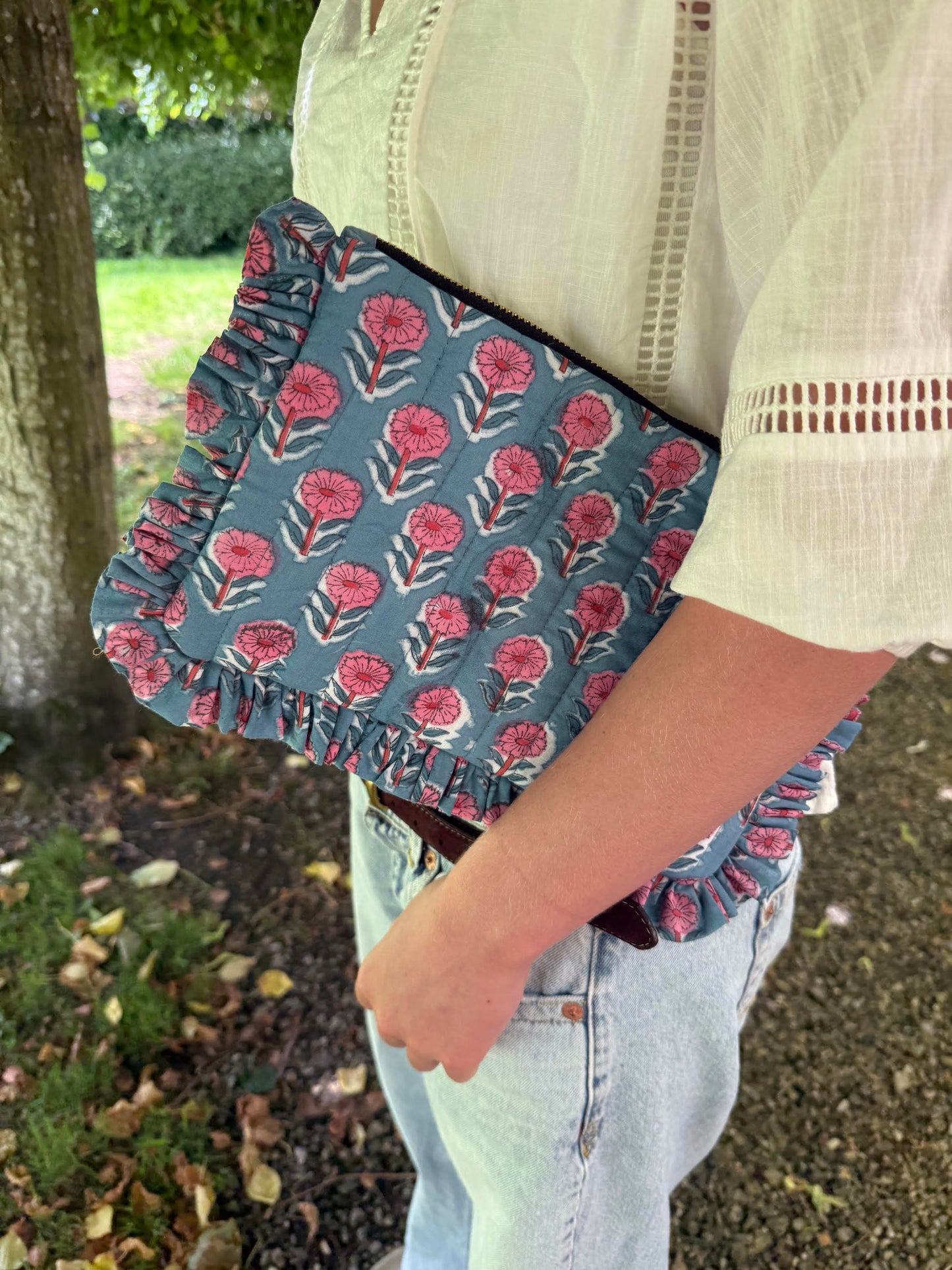 Ruffle Clutch - Jaipur Blossom