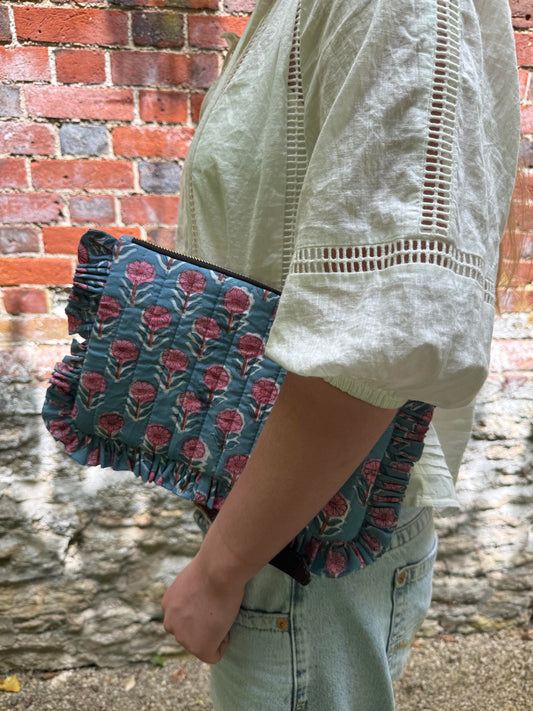 Ruffle Clutch - Jaipur Blossom