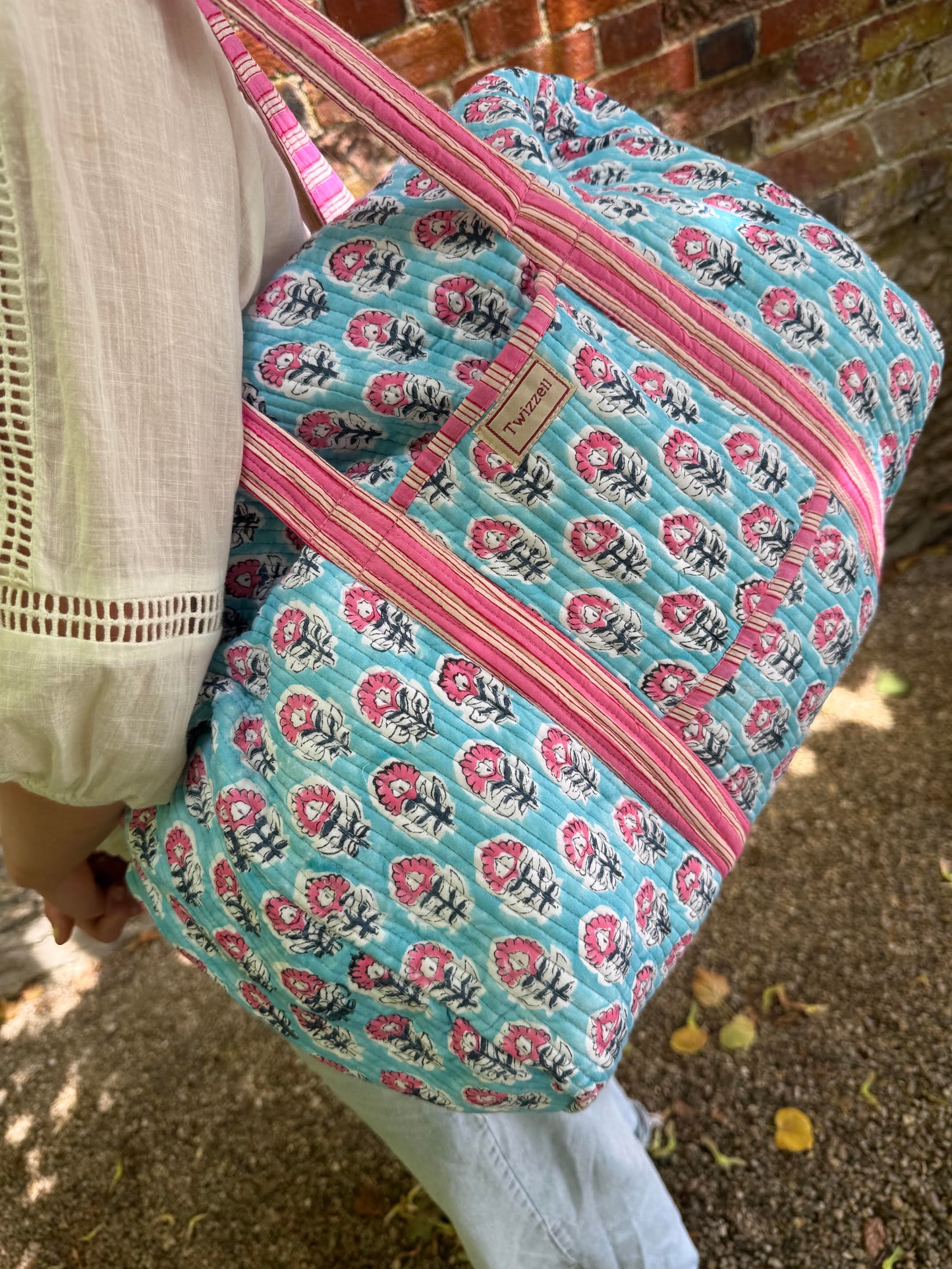 Weekender Bag - Blue & Pink Flower